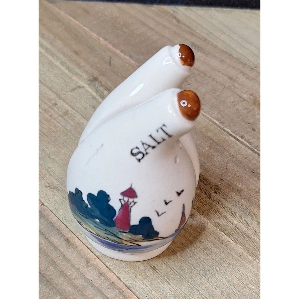 Vintage Nautical Lighthouse Sailboat Ceramic Salt and Pepper Shakers Set Corks